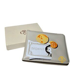 Vintage Girl Scout Brownies Vinyl Wallet Coin Purse Tan Padded 11-654 Box